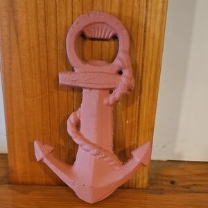 Pink Cast Iron Nautical Anchor Bottle Opener